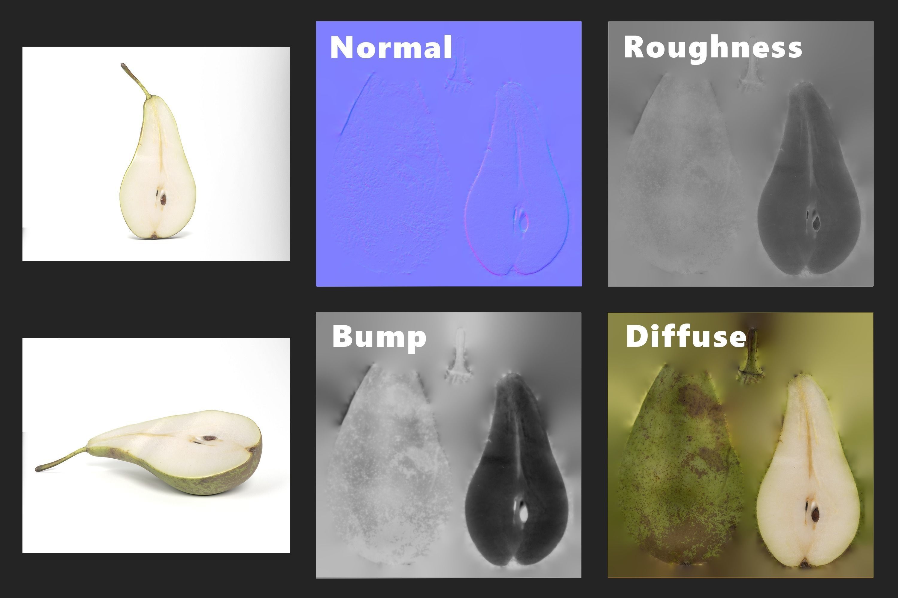 Pear Fruit Photoscan Low-poly 3D model_10