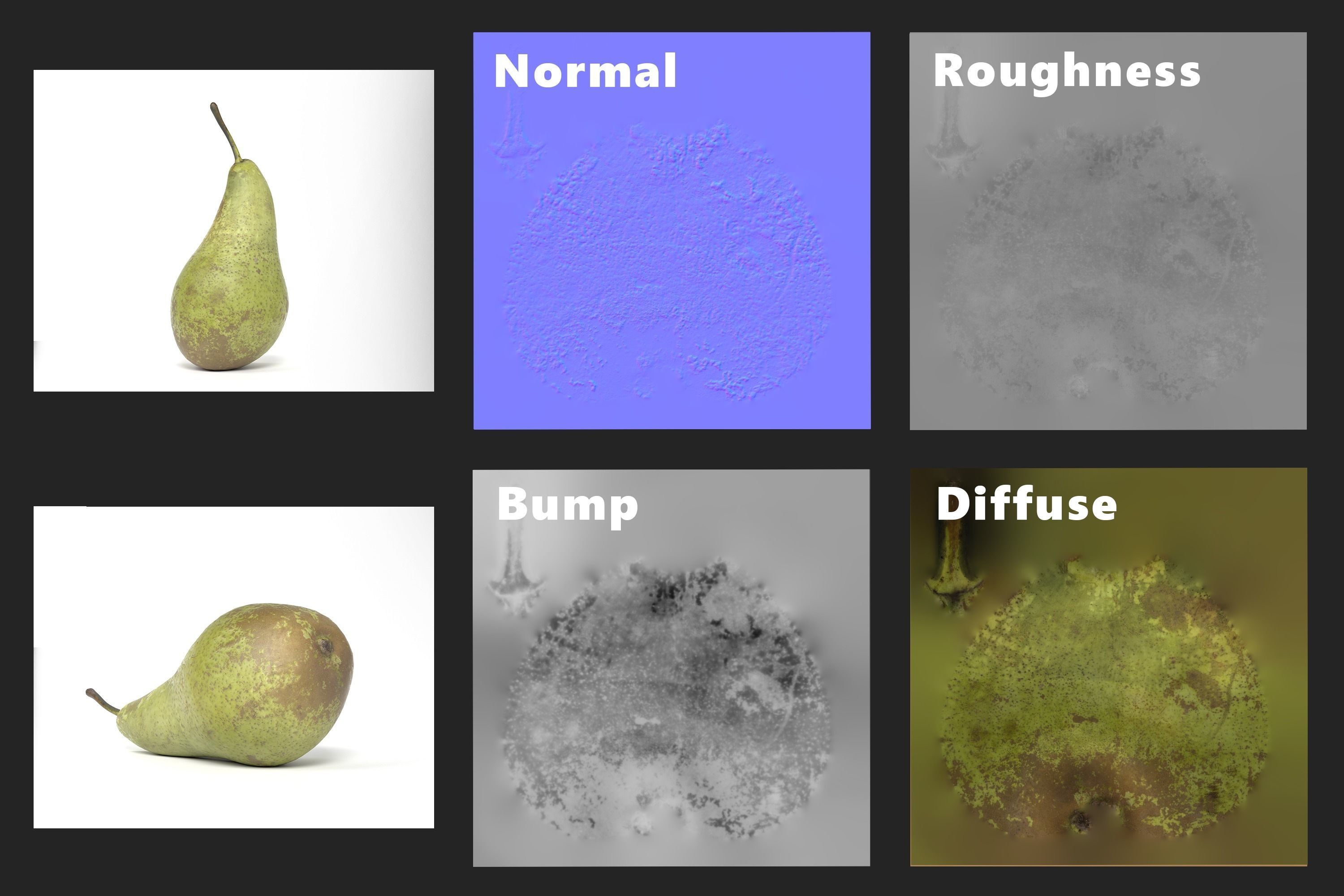 Pear Fruit Photoscan Low-poly 3D model_9