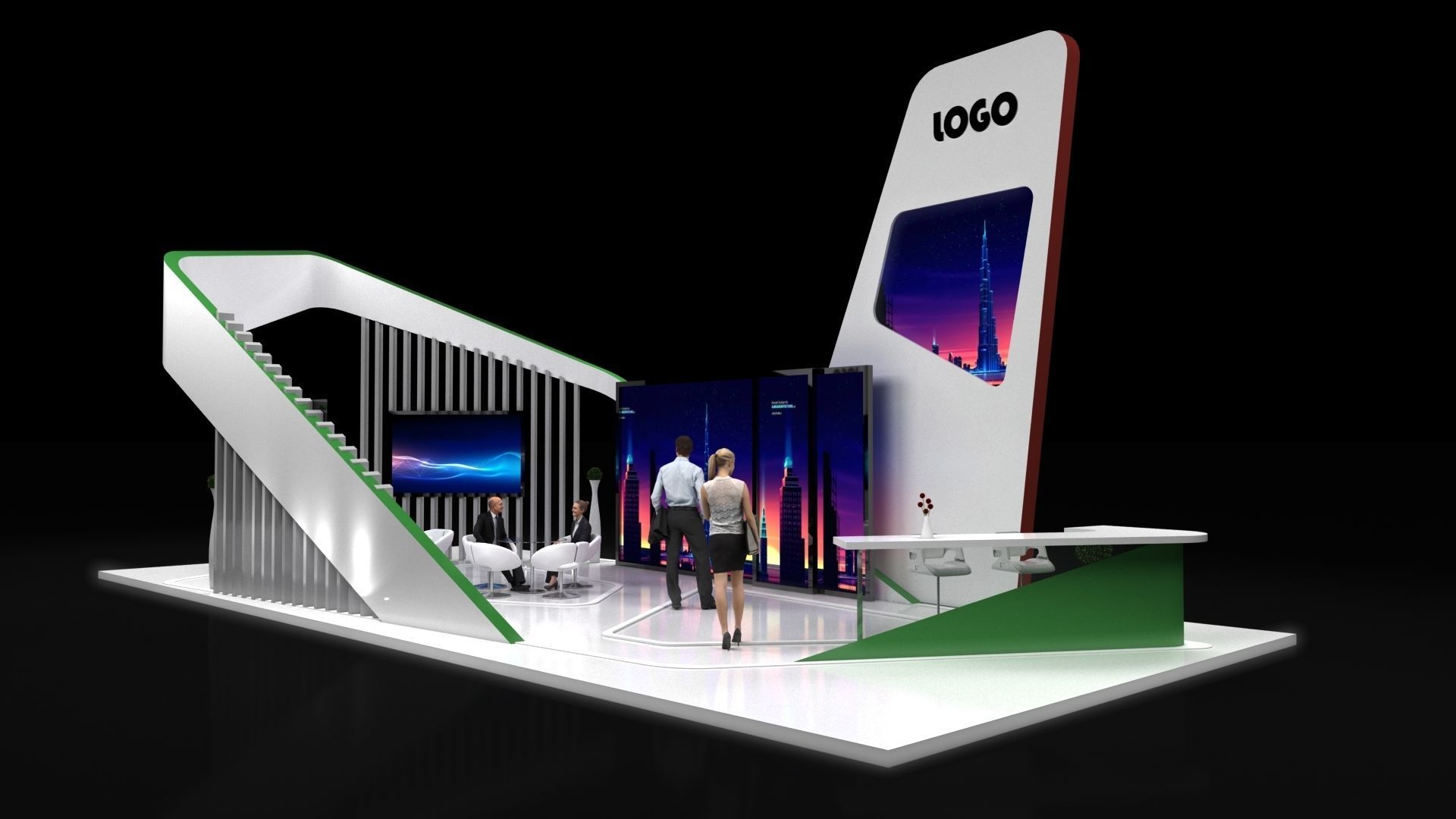 Exhibition Stall stand 13X6 3D model_1
