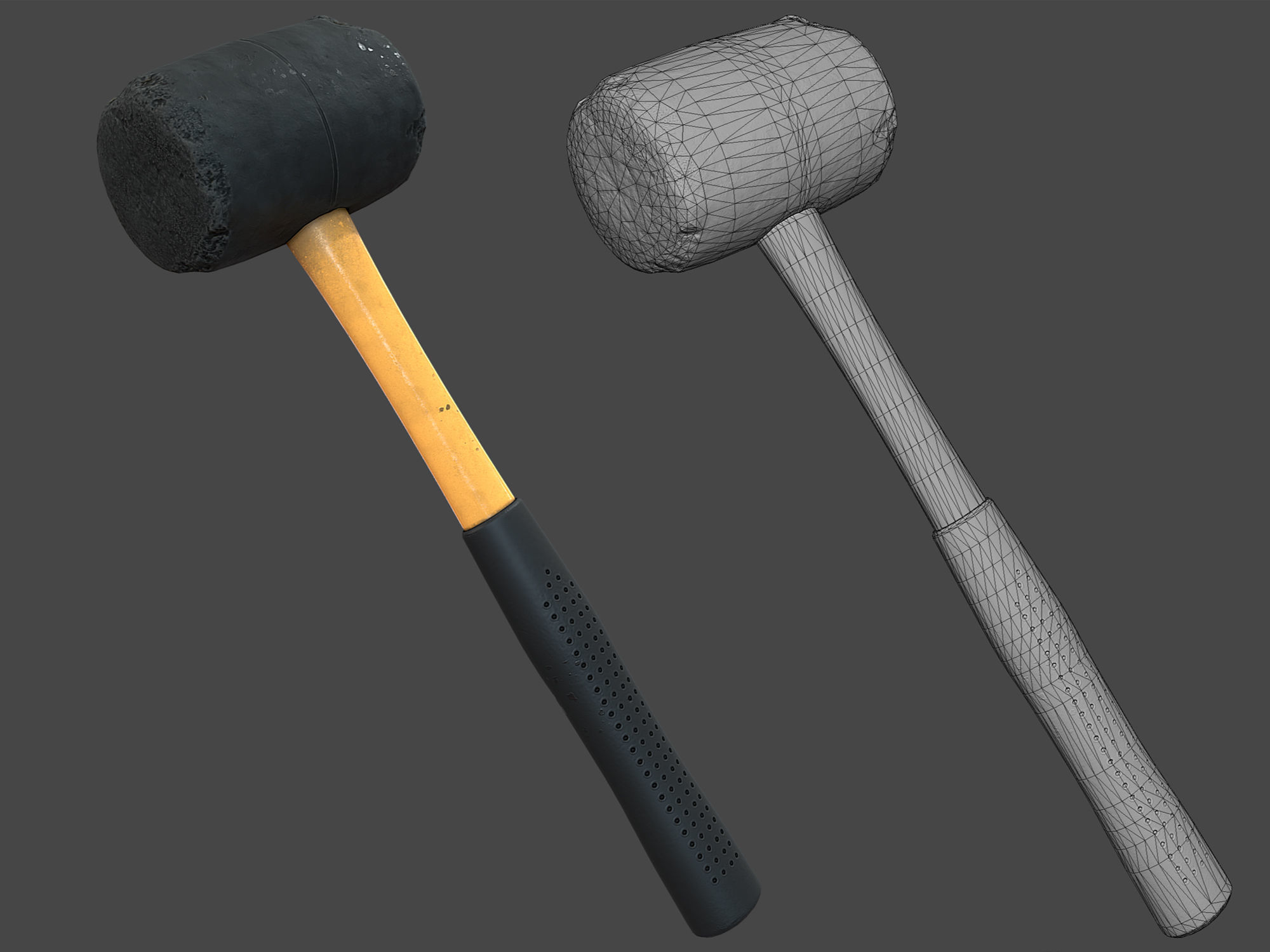 Rubber Mallet Low-poly 3D model_8