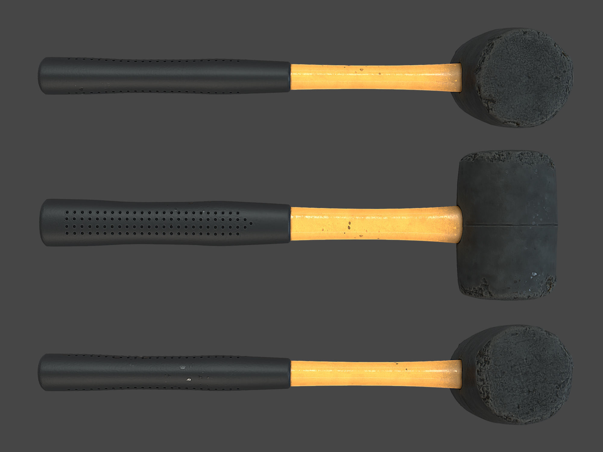 Rubber Mallet Low-poly 3D model_2