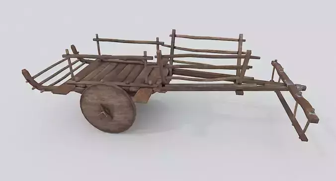 Ox Cart PBR Low Poly Improved 