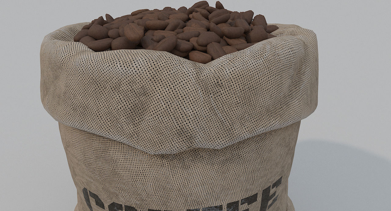 Bag of coffee beans PBR  Low-poly 3D model_1
