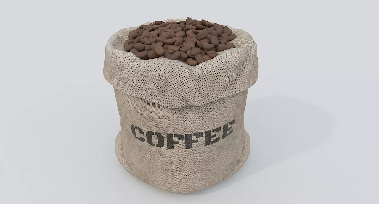 Bag of coffee beans PBR  Low-poly 3D model_0