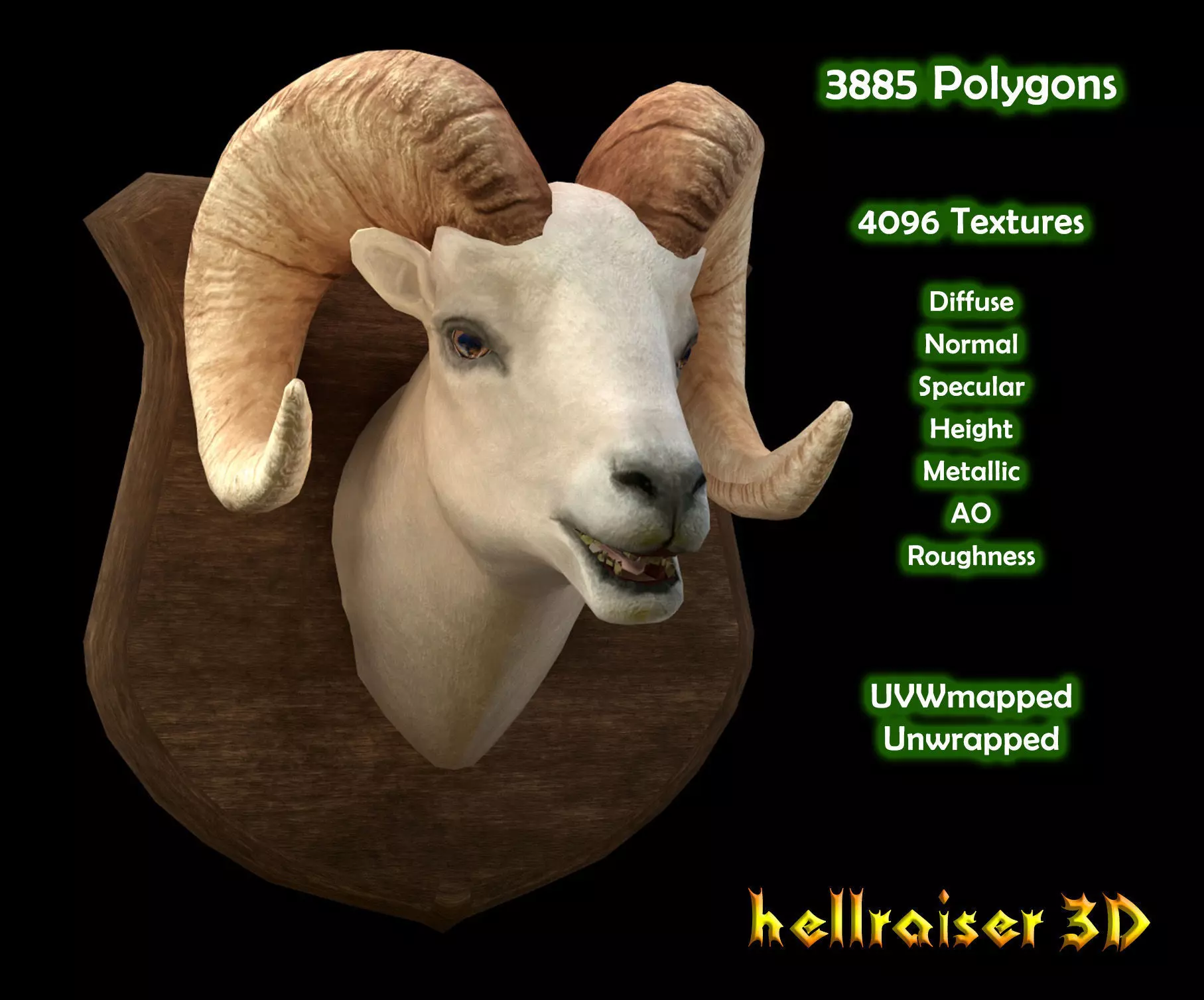 Ram Head - PBR - Textured Low-poly 3D model_0