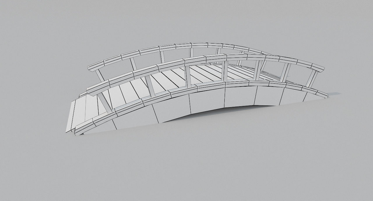 Wooden Bridge PBR Low-poly 3D model_3