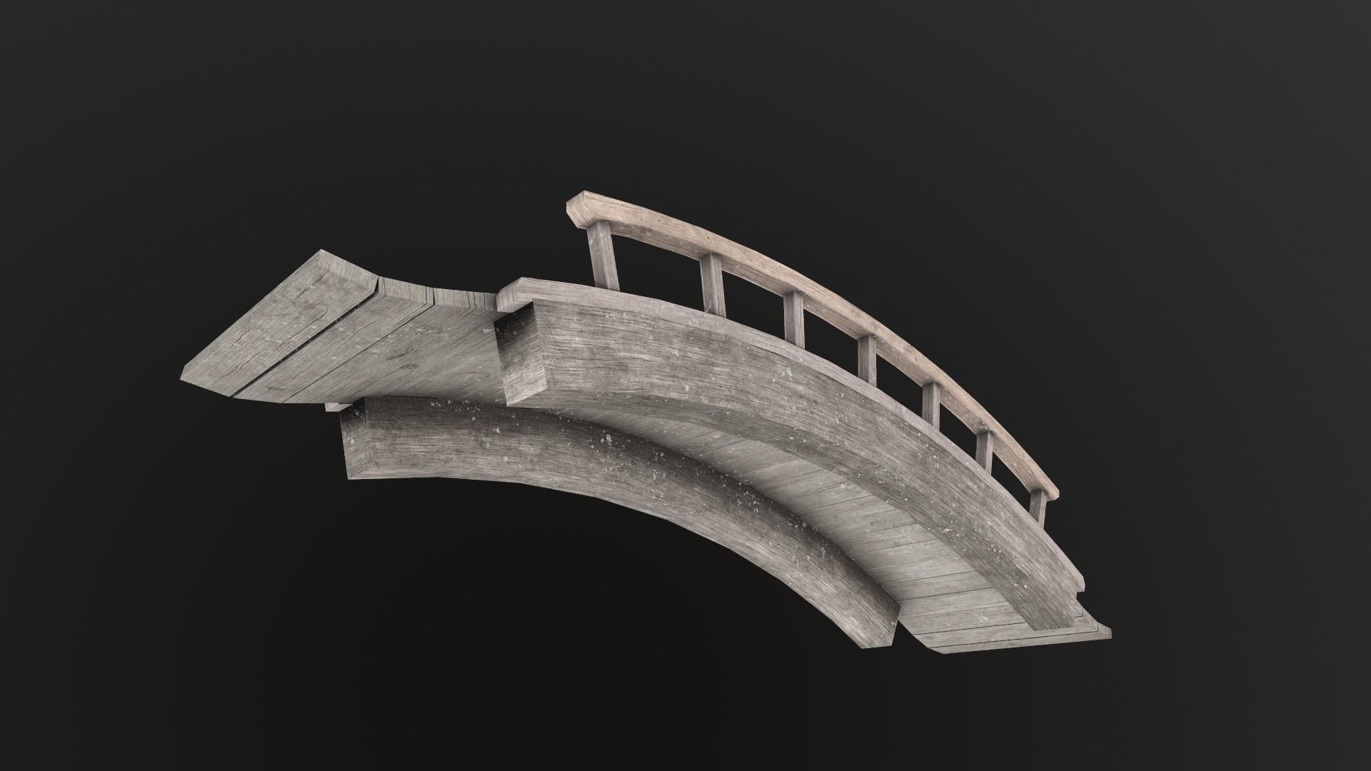 Wooden Bridge PBR Low-poly 3D model_7