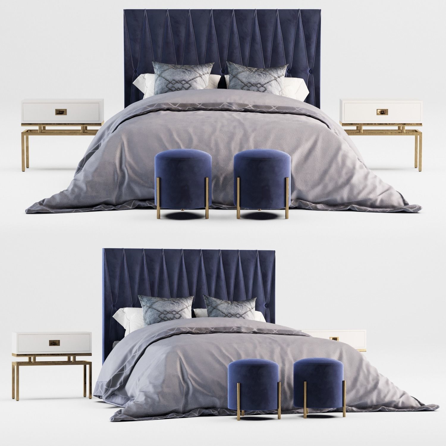 tufted bed 3D model_3