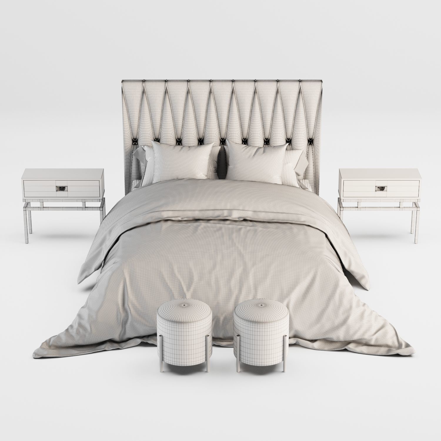 tufted bed 3D model_6