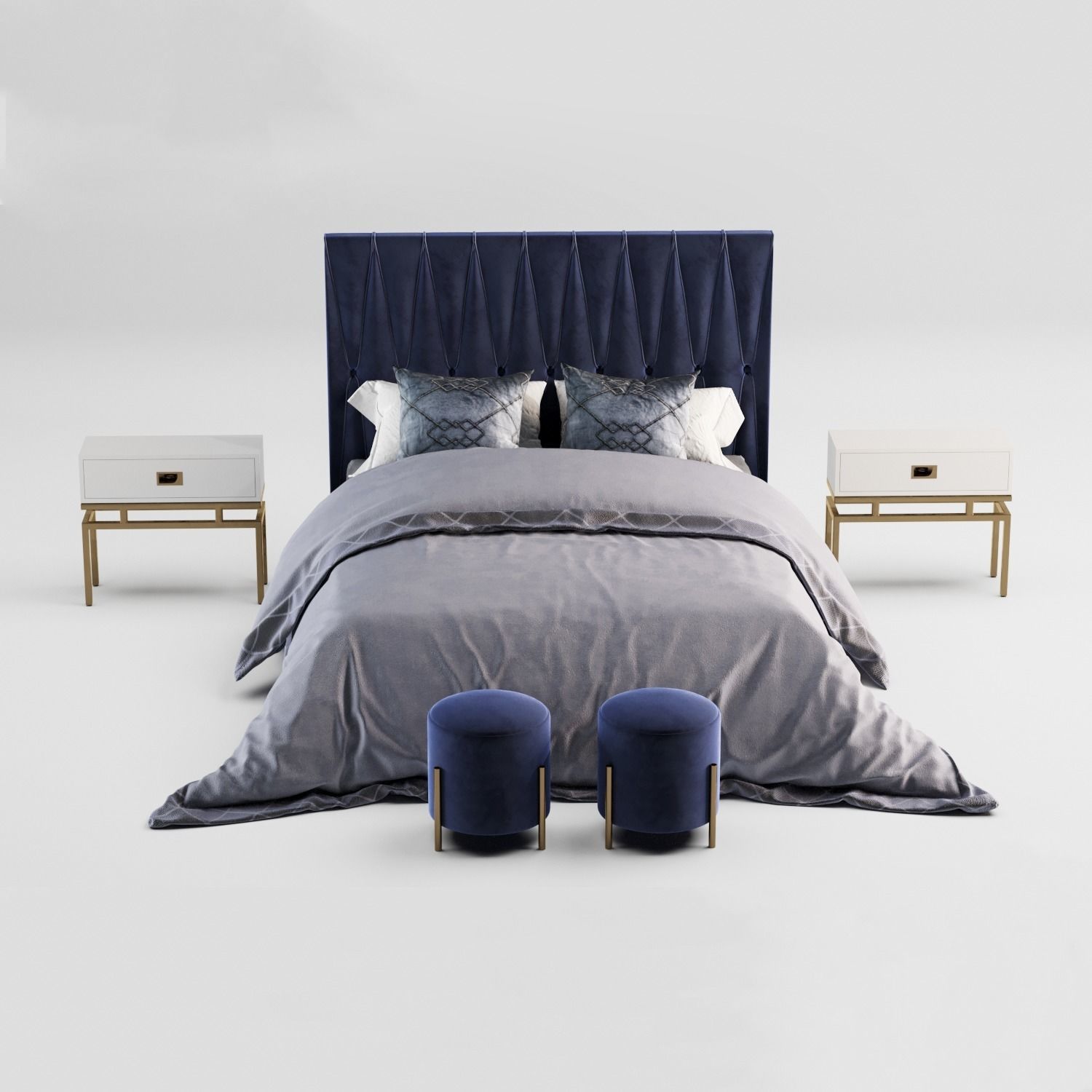 tufted bed 3D model_5