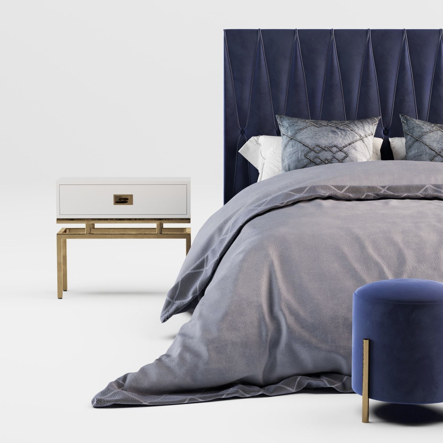 tufted bed 3D model_4