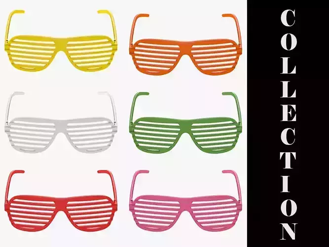 6 Colors Shutter Glasses Collection 3D model