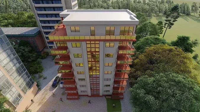 Residental Building Pack  Low-poly 3D model 6