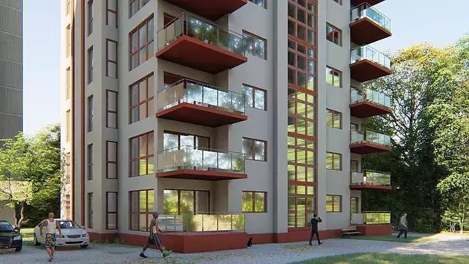 Residental Building Pack  Low-poly 3D model 5