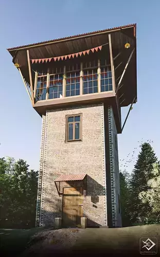 Tower House Low-poly 3D model
