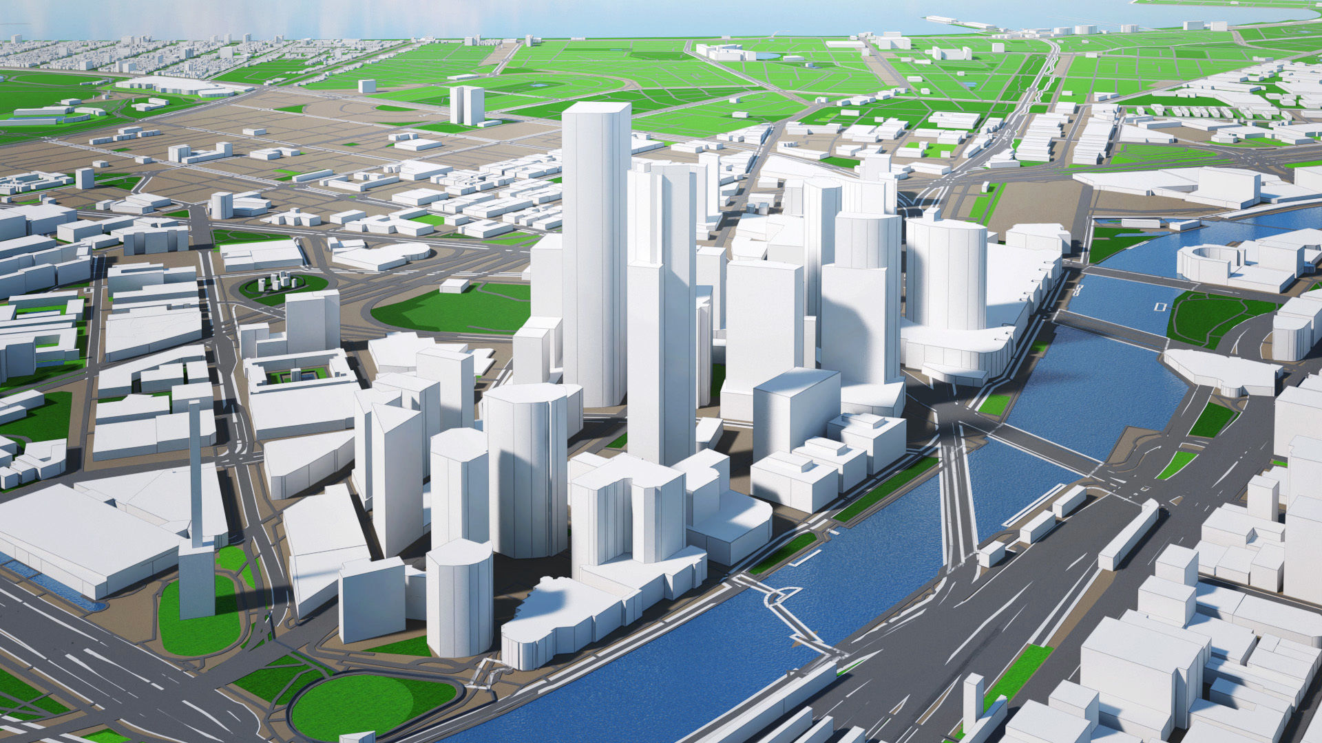 Melbourne City And Surroundings Australia Low Poly VR AR Low-poly 3D model_4