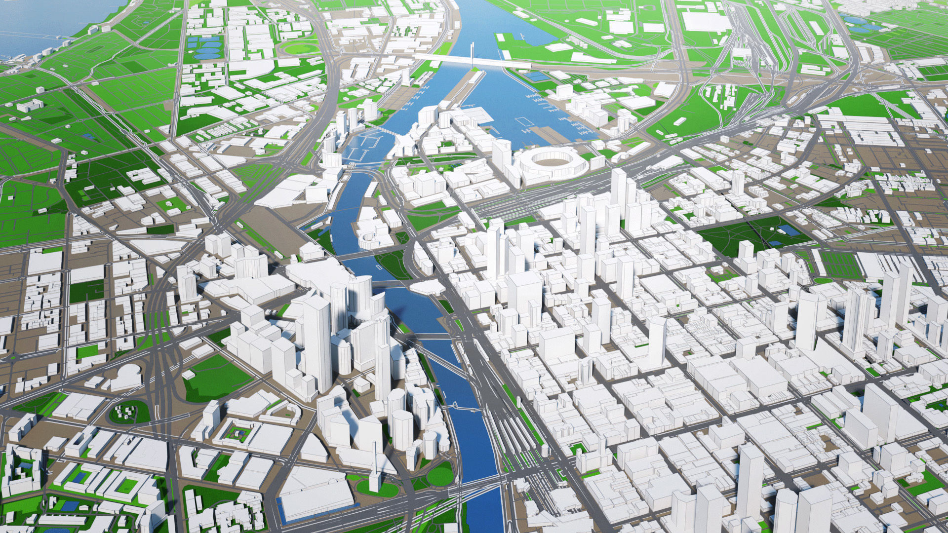 Melbourne City And Surroundings Australia Low Poly VR AR Low-poly 3D model_7