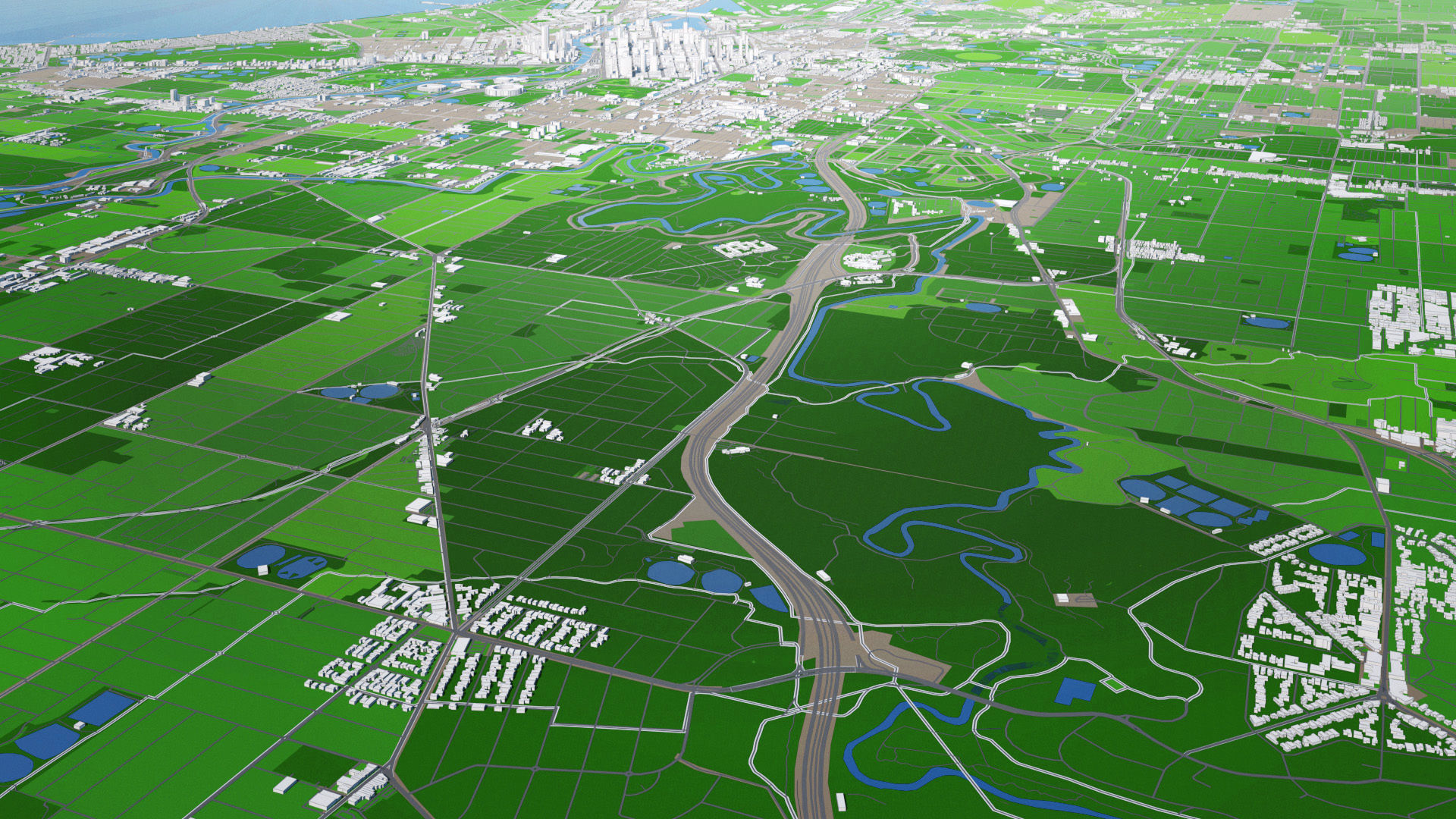 Melbourne City And Surroundings Australia Low Poly VR AR Low-poly 3D model_12