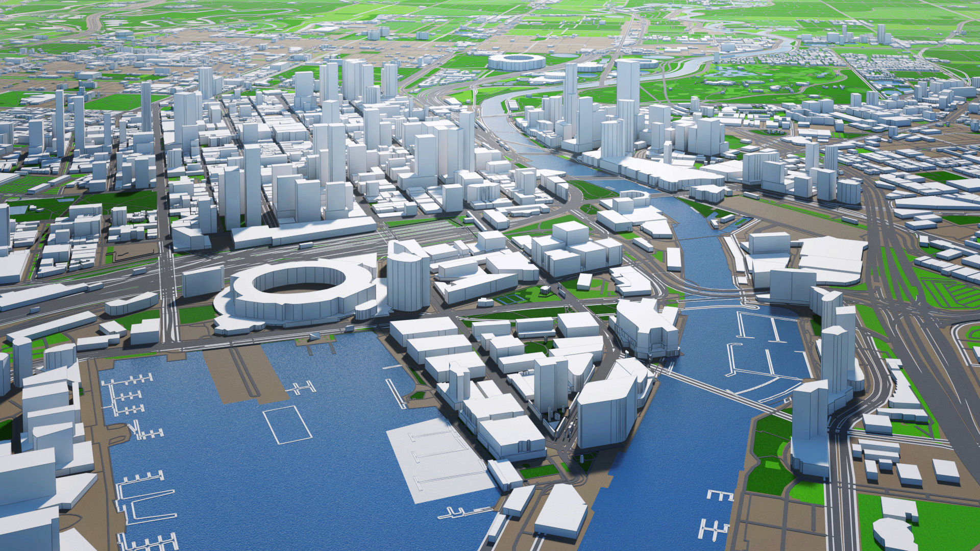 Melbourne City And Surroundings Australia Low Poly VR AR Low-poly 3D model_2