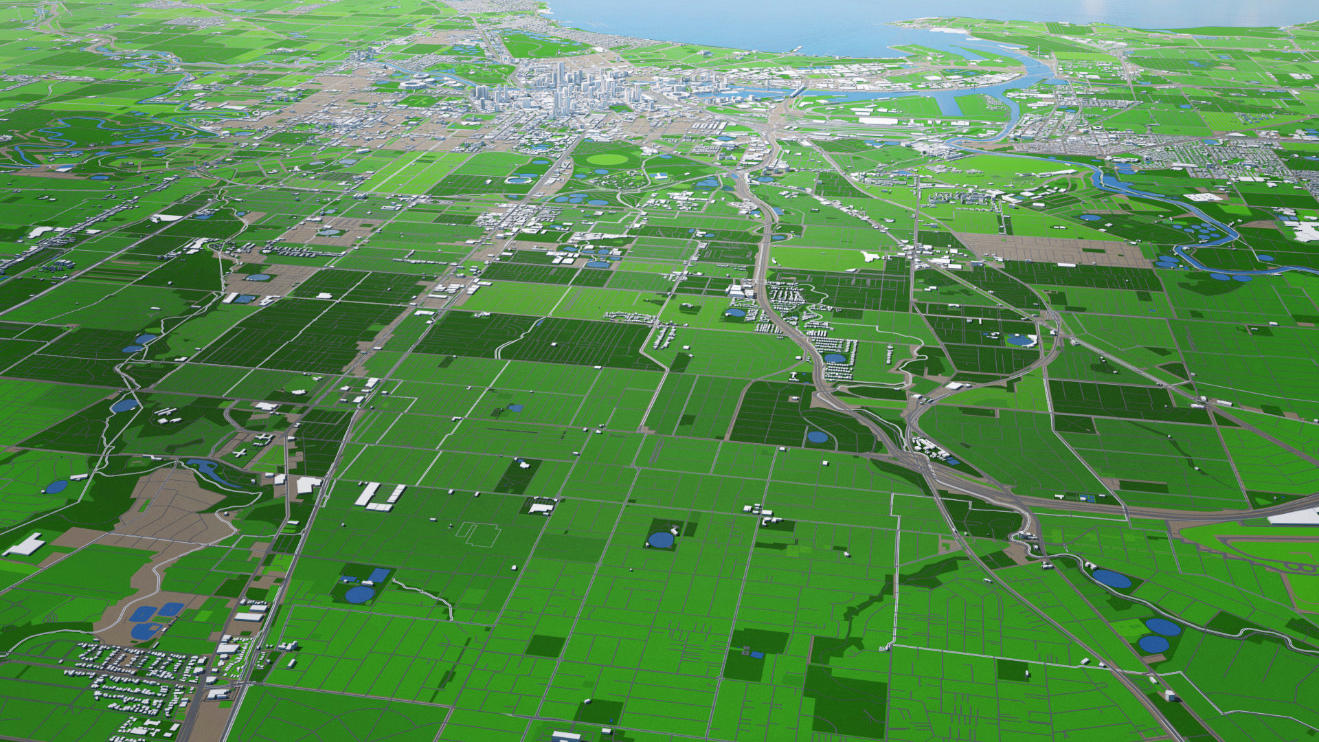 Melbourne City And Surroundings Australia Low Poly VR AR Low-poly 3D model_17