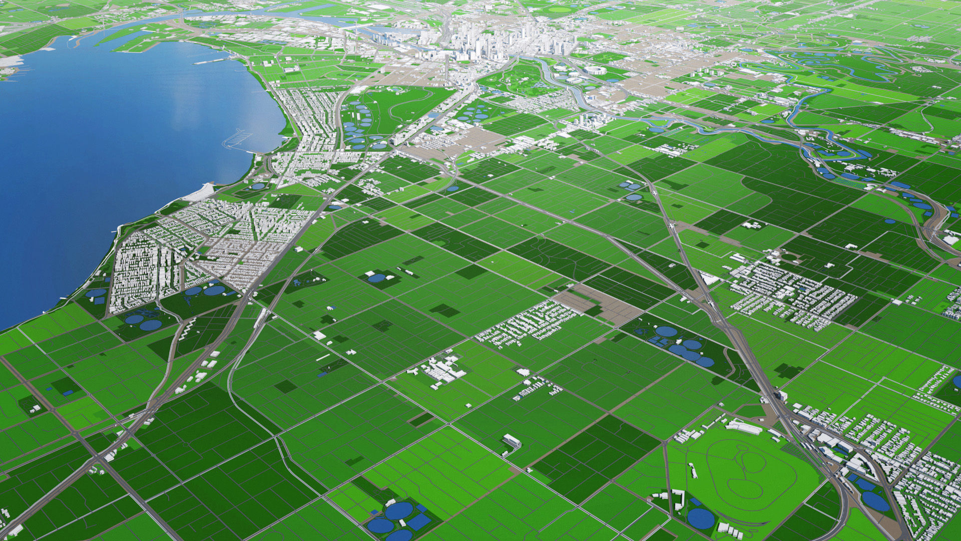 Melbourne City And Surroundings Australia Low Poly VR AR Low-poly 3D model_18