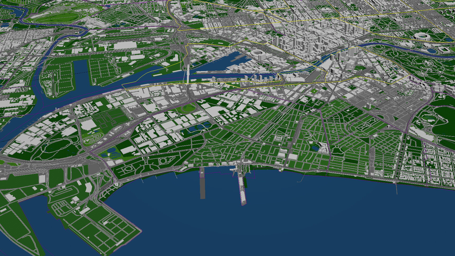 Melbourne City And Surroundings Australia Low Poly VR AR Low-poly 3D model_21