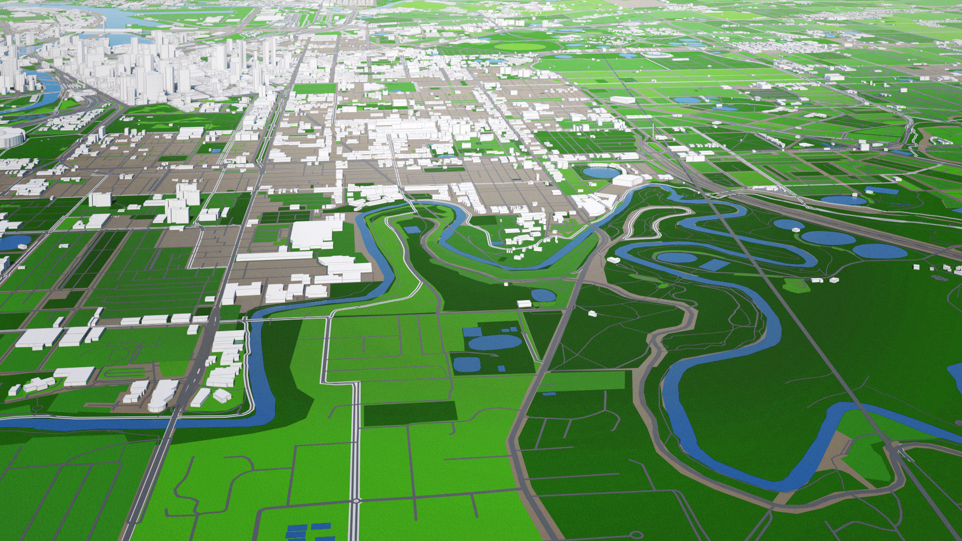 Melbourne City And Surroundings Australia Low Poly VR AR Low-poly 3D model_11