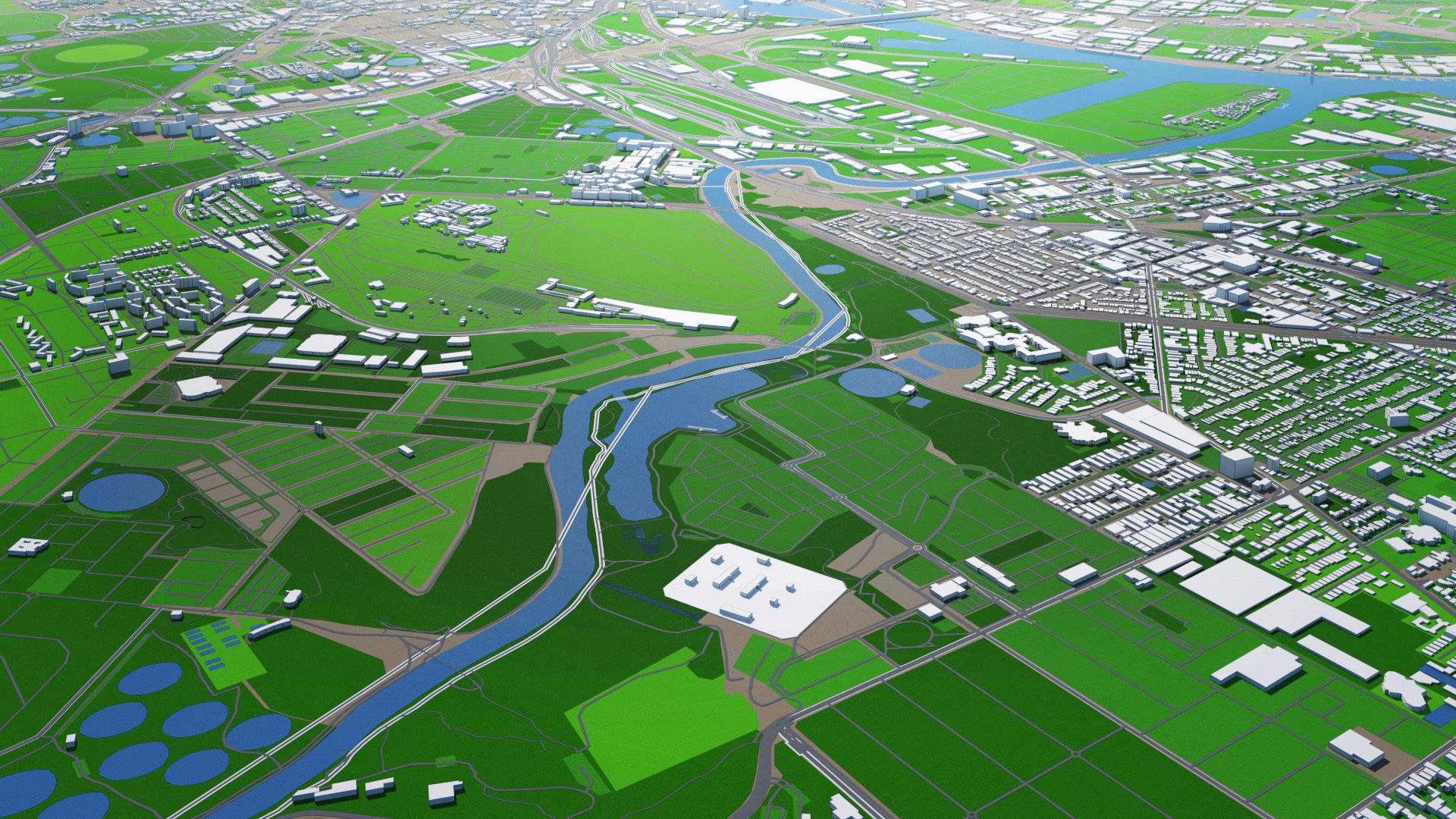 Melbourne City And Surroundings Australia Low Poly VR AR Low-poly 3D model_9