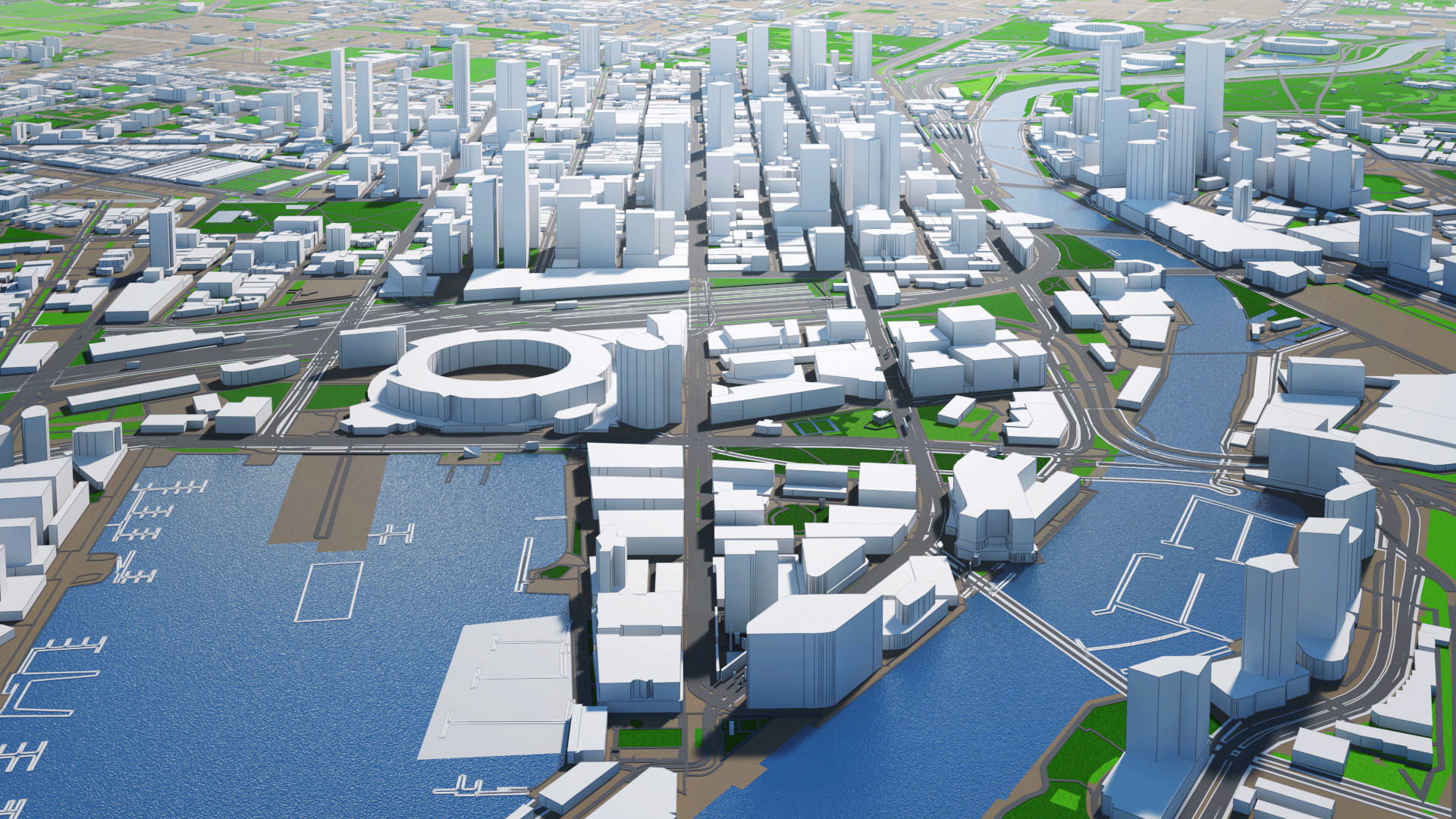 Melbourne City And Surroundings Australia Low Poly VR AR Low-poly 3D model_8