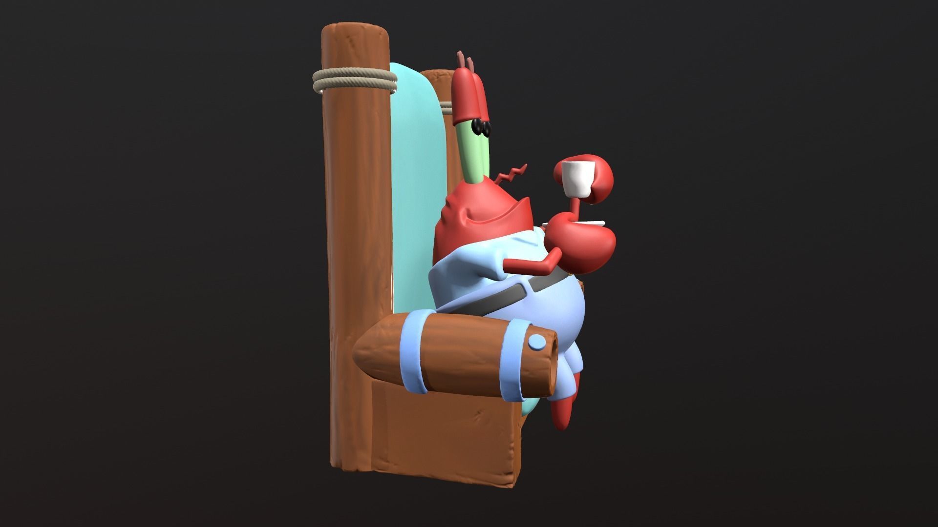Mr Krabs Drinking Coffee 3D print model_3