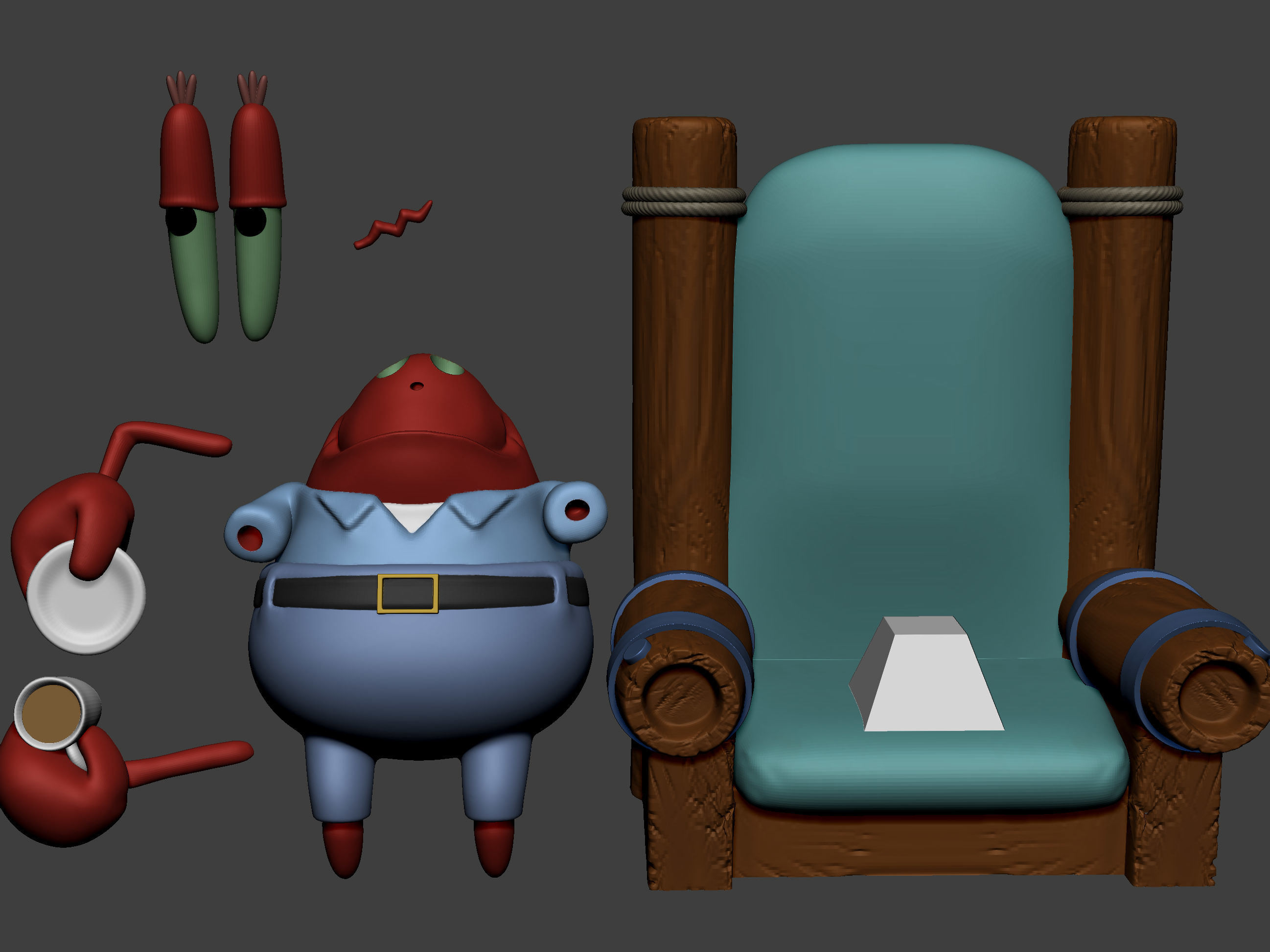 Mr Krabs Drinking Coffee 3D print model_5
