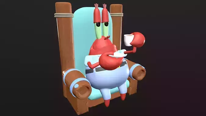 Mr Krabs Drinking Coffee 3D print model