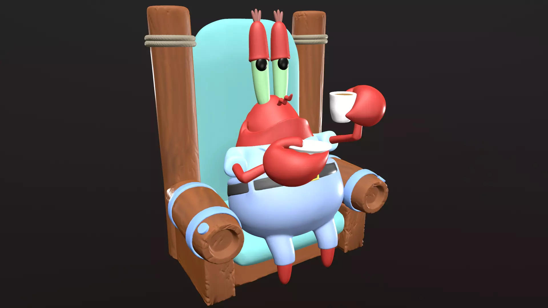 Mr Krabs Drinking Coffee 3D print model_0
