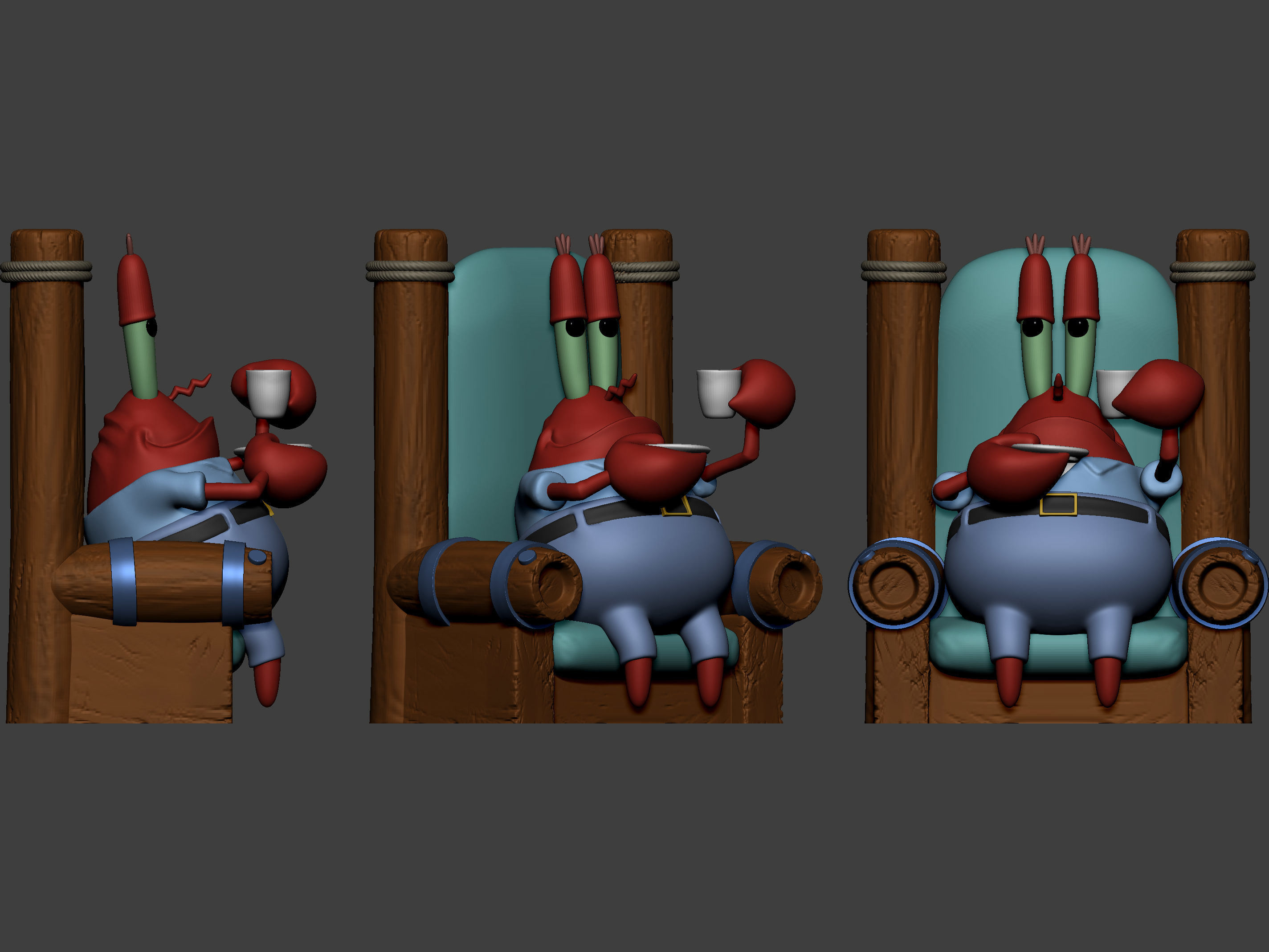 Mr Krabs Drinking Coffee 3D print model_4