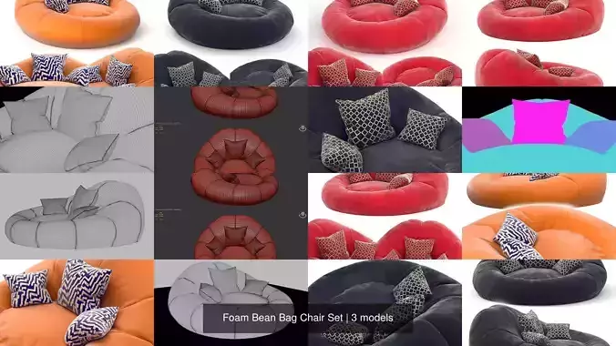 Foam Bean Bag Chair Set