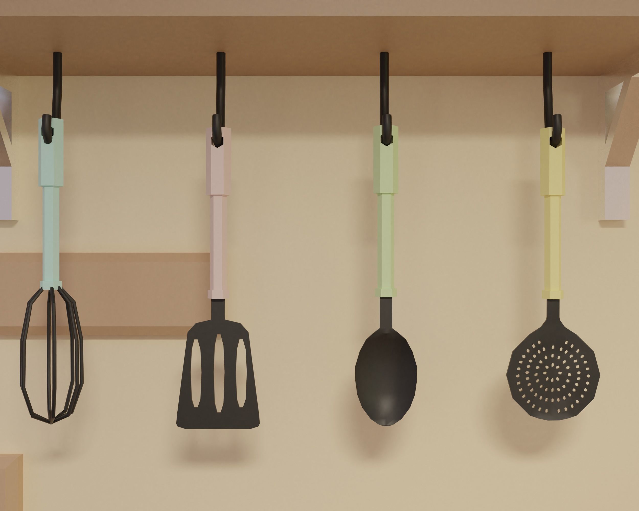 Kitchen clock on wall Low-poly 3D model_6