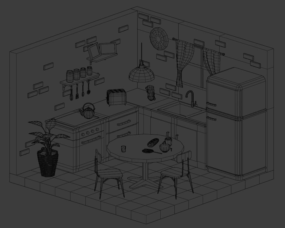 Kitchen clock on wall Low-poly 3D model_2