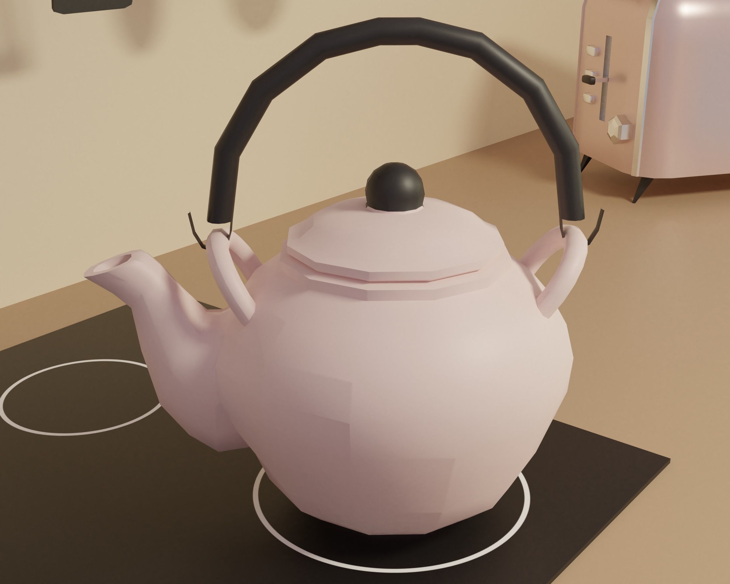 Kitchen clock on wall Low-poly 3D model_7