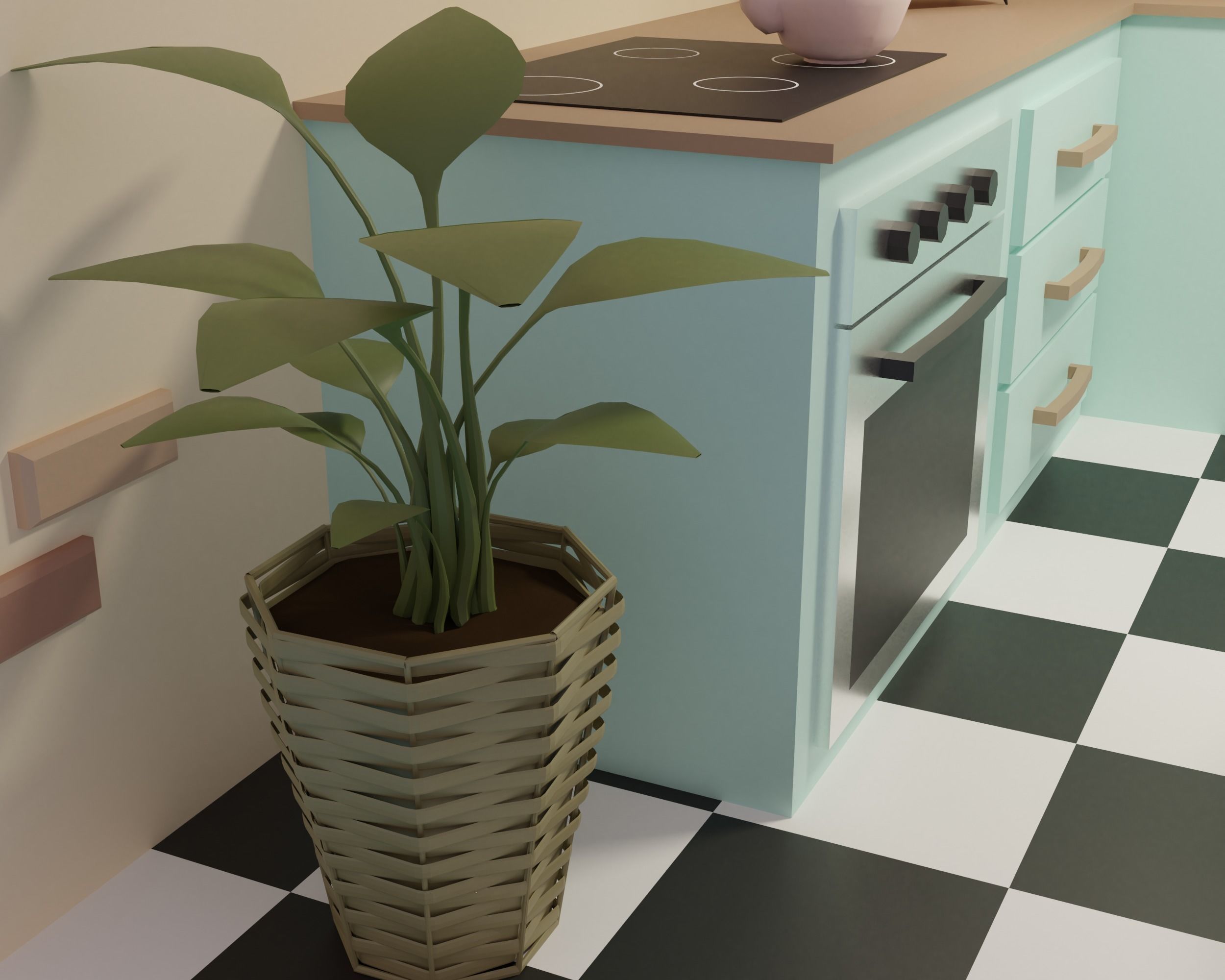 Kitchen clock on wall Low-poly 3D model_14