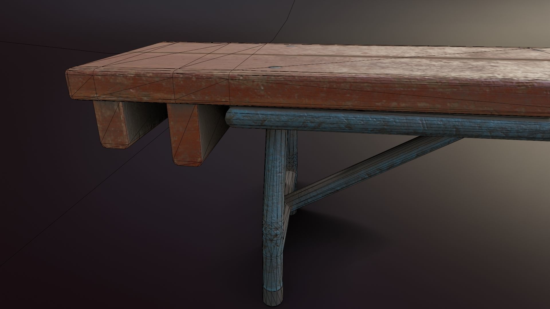 Old Dirty Balance Bench Low-poly 3D model_2