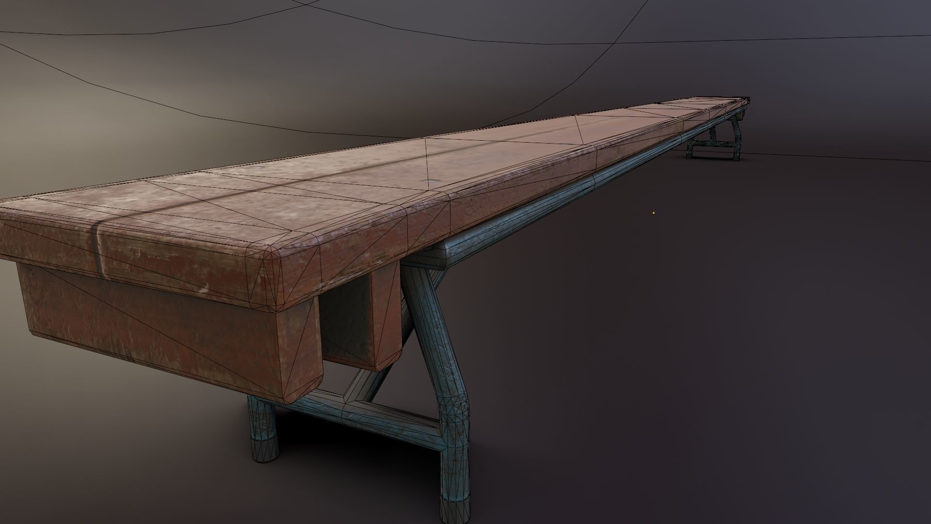 Old Dirty Balance Bench Low-poly 3D model_3