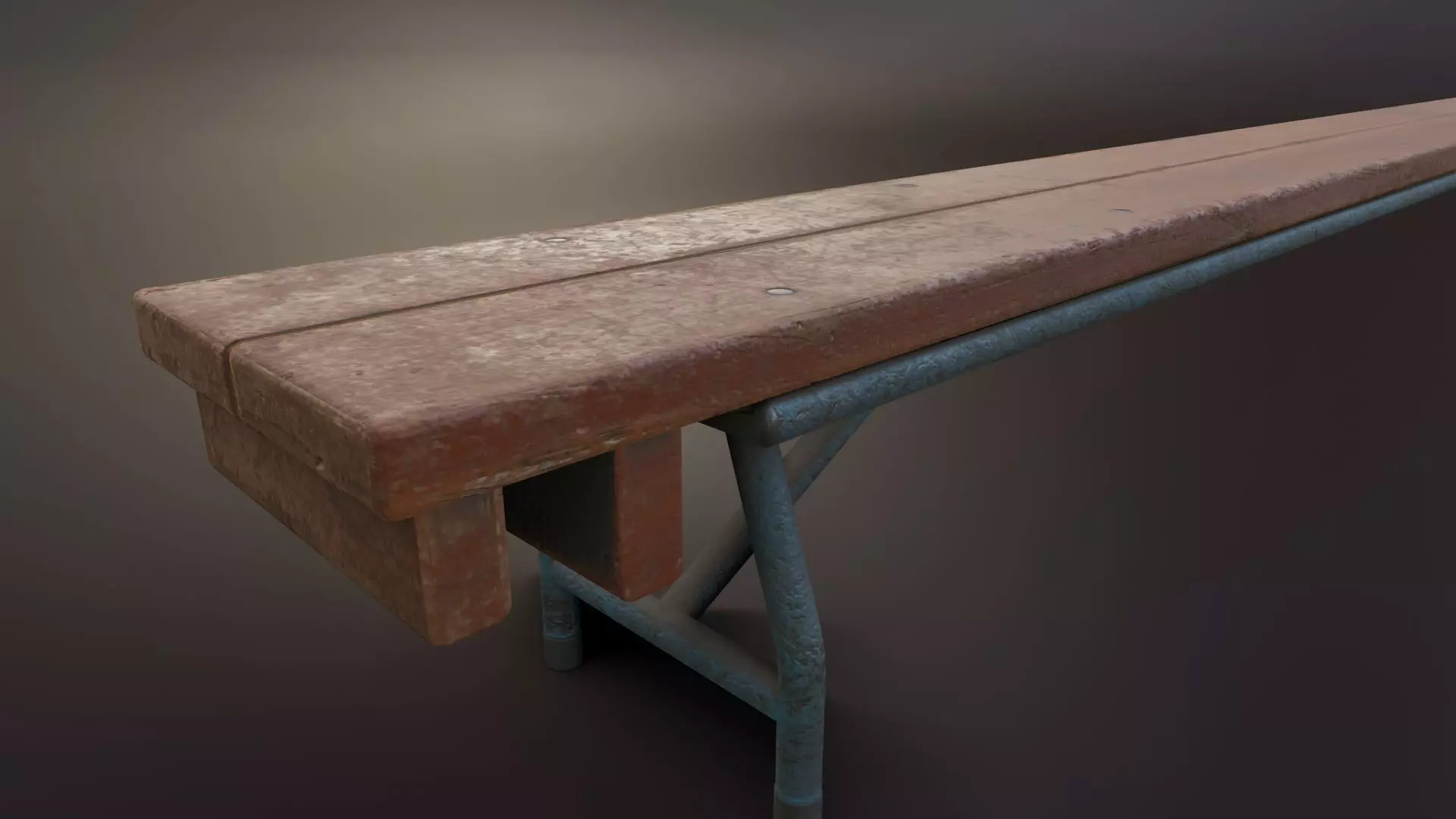 Old Dirty Balance Bench Low-poly 3D model_0