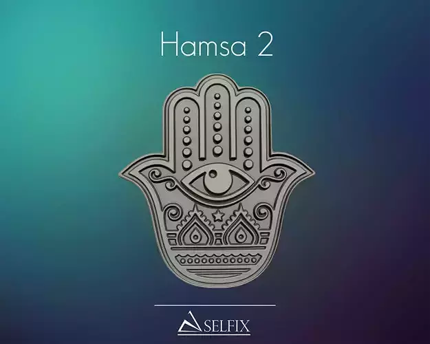 Hamsa Hand symbol 3D model relief 02 3D print model