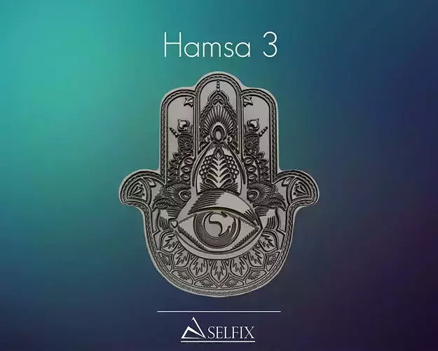 Hamsa Hand symbol 3D model relief 03 3D print model