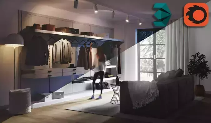 Woman in Dressing Room - 3D Scene Download