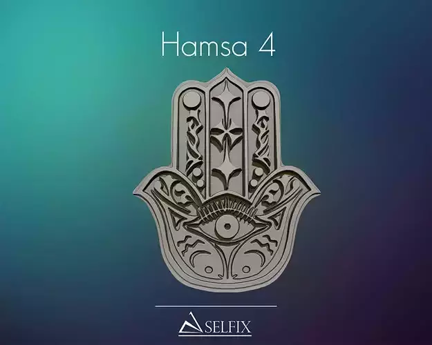 Hamsa Hand symbol 3D model relief 04 3D print model