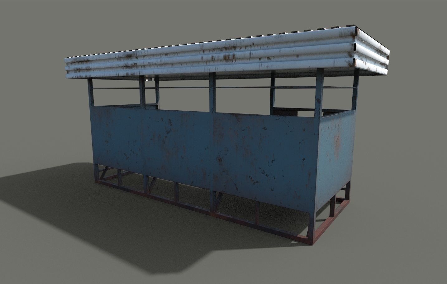 Abandoned Bus Stop Low-poly 3D model_3