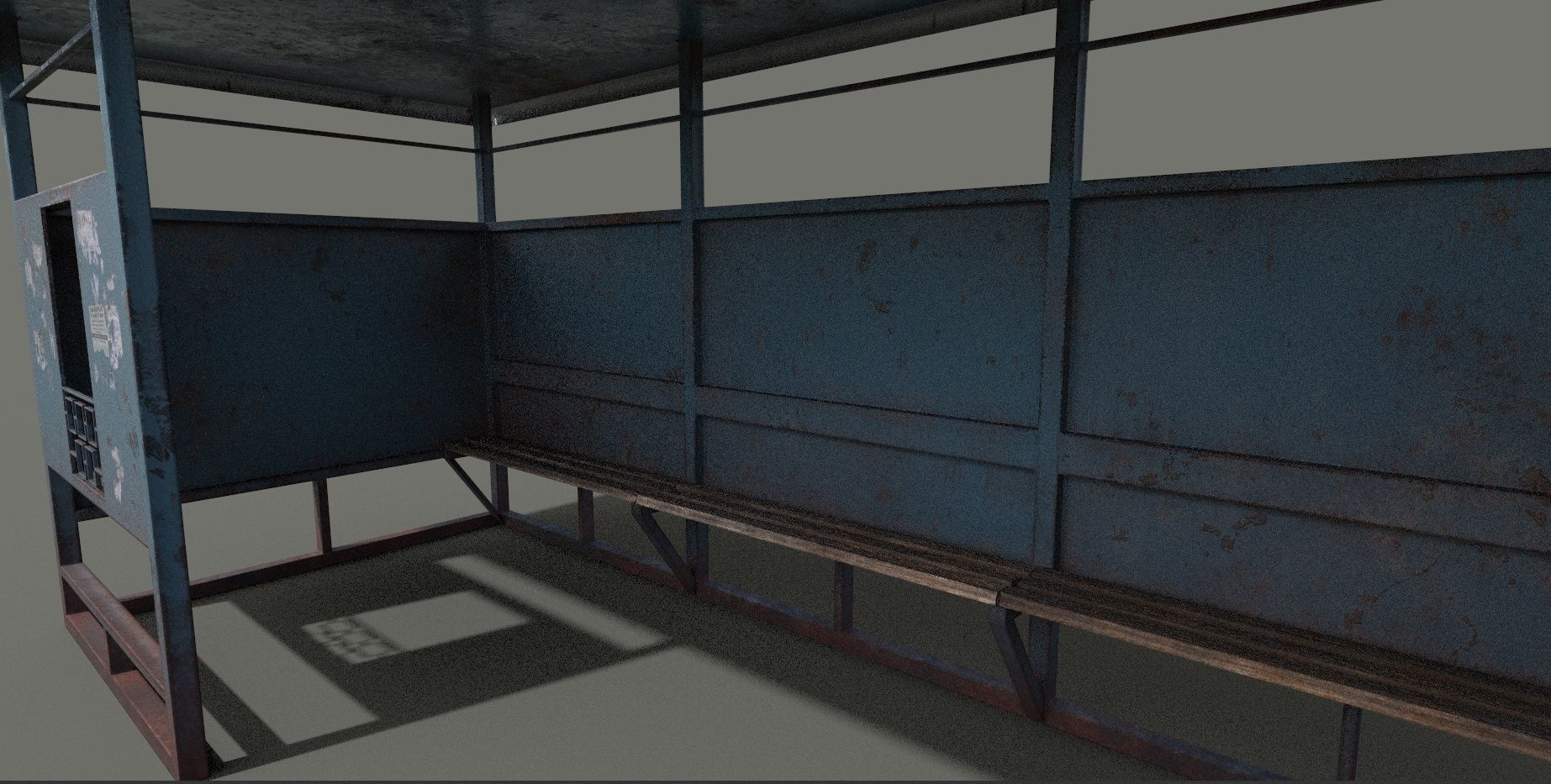 Abandoned Bus Stop Low-poly 3D model_8