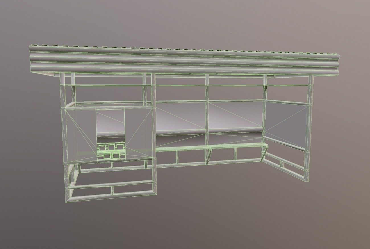 Abandoned Bus Stop Low-poly 3D model_9