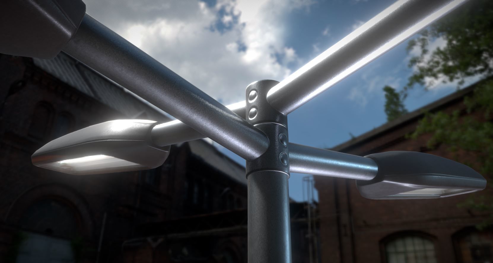 Street-Light 11 Pole-2 Version-6 Low-poly 3D model_1